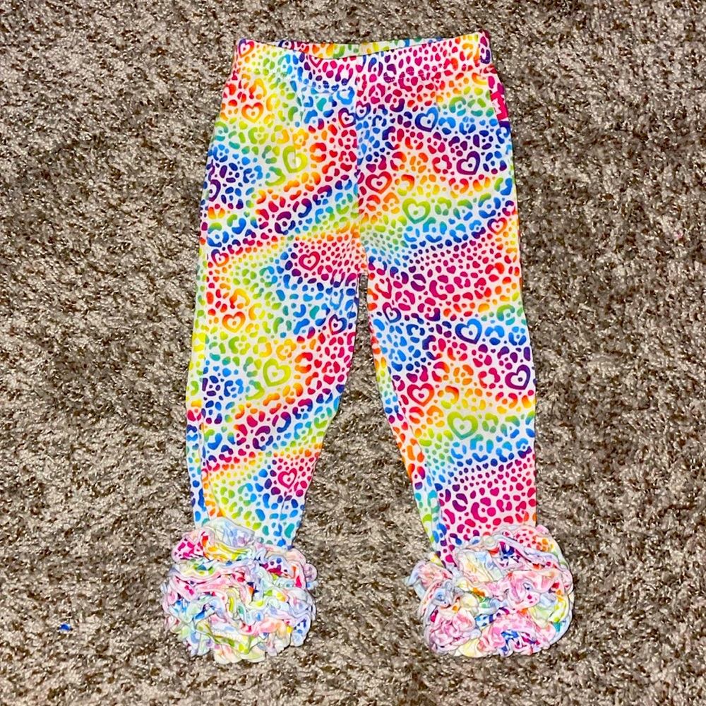 Lisa Frank x Posh Peanut rainbow leopard cha cha leggings 18-24 month